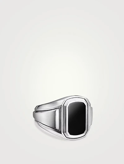 Streamline® Signet Ring Sterling Silver With Black Onyx, 18.5mm