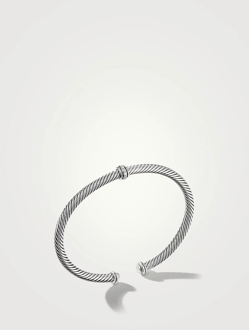Cable Classics Center Station Bracelet Sterling Silver With Pavé Diamonds