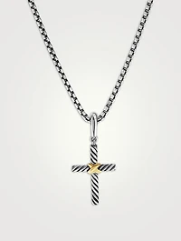 Petite X Cross Pendant In Sterling Silver With 18k Yellow Gold