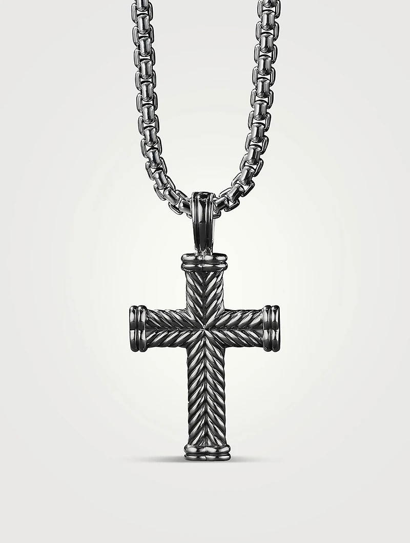 Chevron Cross Pendant In Sterling Silver