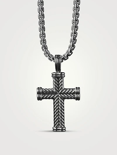 Chevron Cross Pendant In Sterling Silver