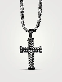Chevron Cross Pendant In Sterling Silver