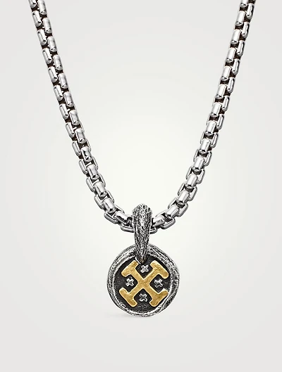 Shipwreck Coin Amulet In Sterling Silver With 18k Yellow Gold, 10.5mm