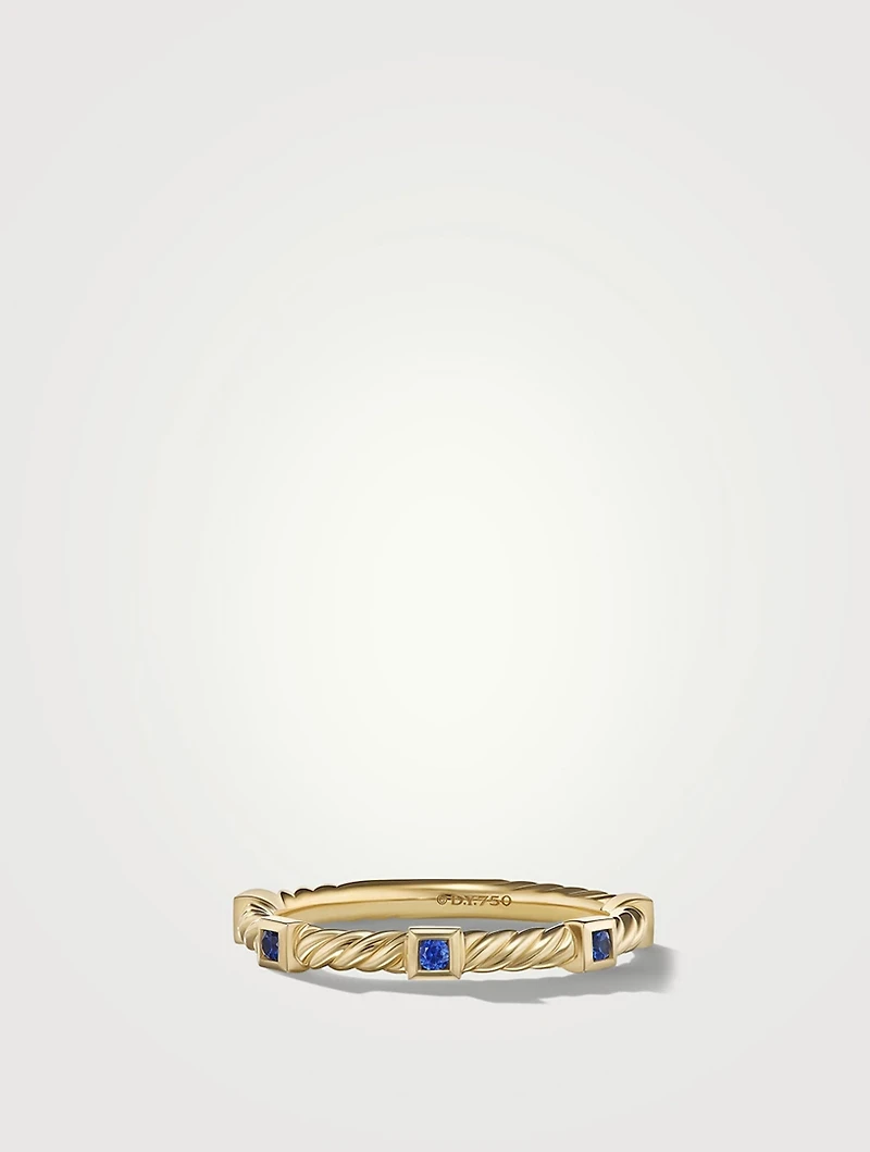 Cable Collectibles® Stack Ring 18k Yellow Gold With Blue Sapphires