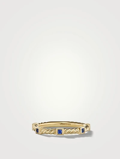 Cable Collectibles® Stack Ring 18k Yellow Gold With Blue Sapphires