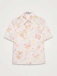 Short-sleeved Floral Print Poplin Shirt