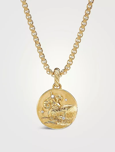 Aries Amulet In 18k Yellow Gold With Diamonds