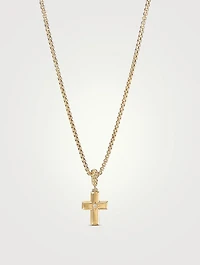 Cross Amulet In 18k Yellow Gold With Center Diamond