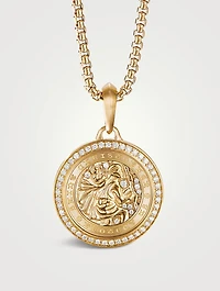 St. Christopher Amulet In 18k Yellow Gold With Pavé Diamonds