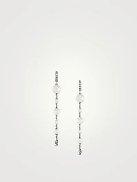 Pearl And Pavé Drop Earrings In Sterling Silver With Diamonds