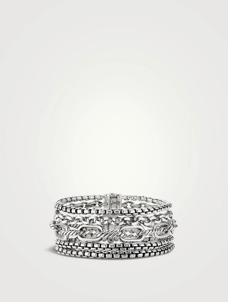 Multi Row Chain Bracelet Sterling Silver