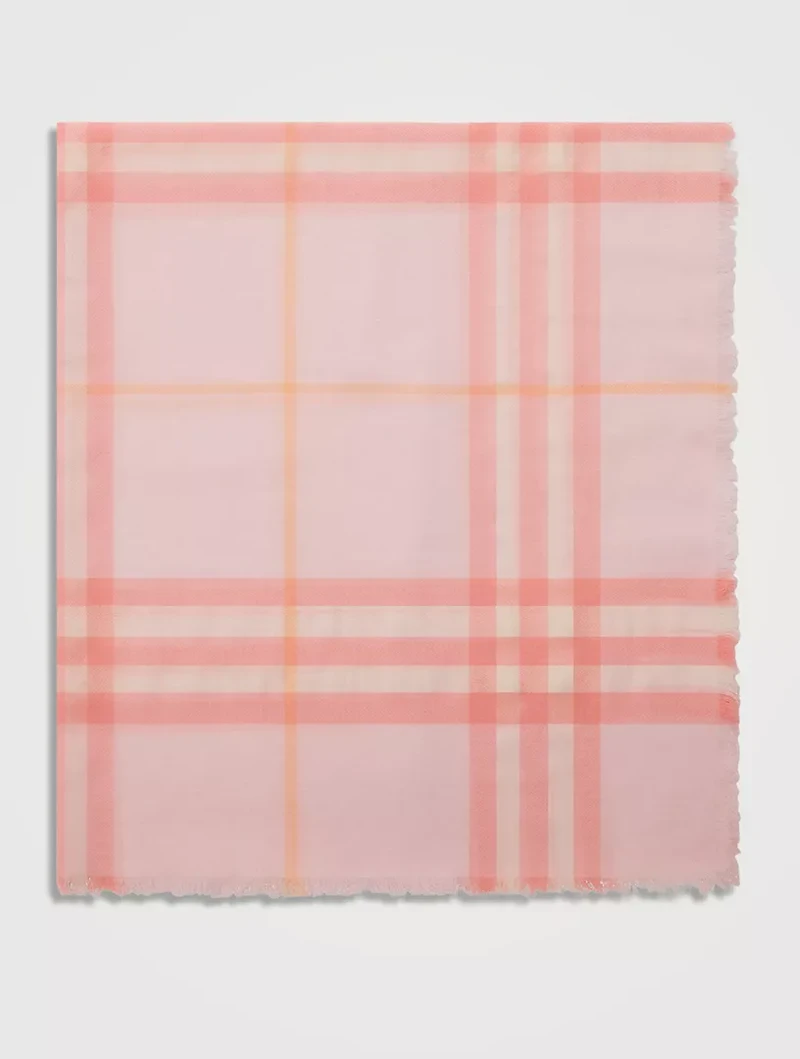 Wide Check Wool Scarf