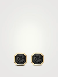 Streamline® Stud Earring In 18k Yellow Gold With Forged Carbon, 10.5mm