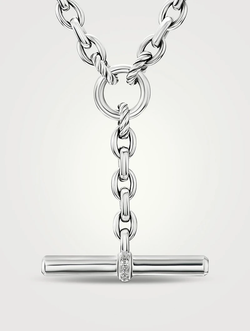 Dy Mercer® Petite Toggle Chain Necklace Sterling Silver With Diamonds, 4.5mm