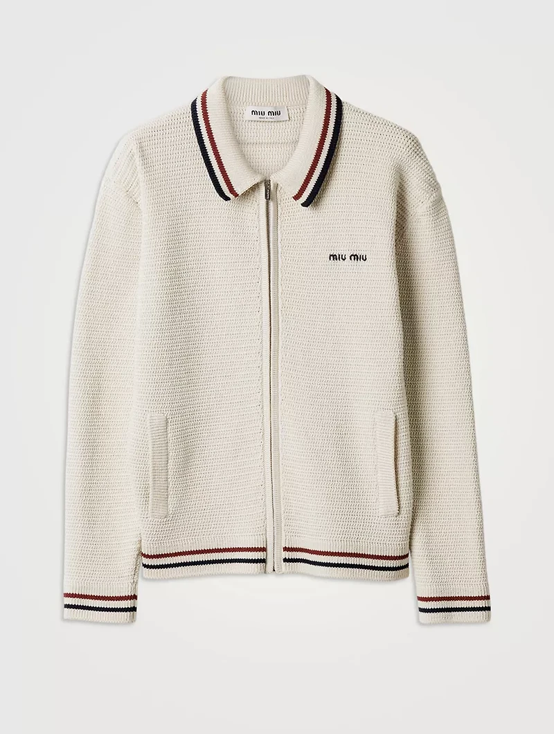 Cotton Knit Zipper Cardigan