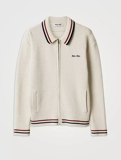 Cotton Knit Zipper Cardigan