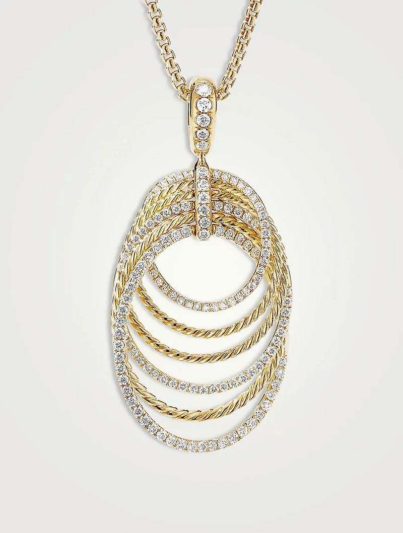 Dy Origami Pendant Necklace In 18k Yellow Gold With Pavé Diamonds