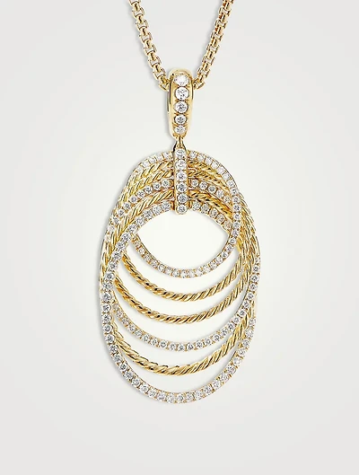 Dy Origami Pendant Necklace In 18k Yellow Gold With Pavé Diamonds
