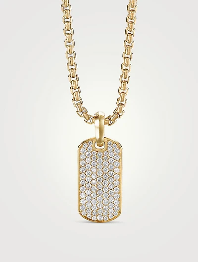 Pavé Tag In 18k Yellow Gold With Diamonds
