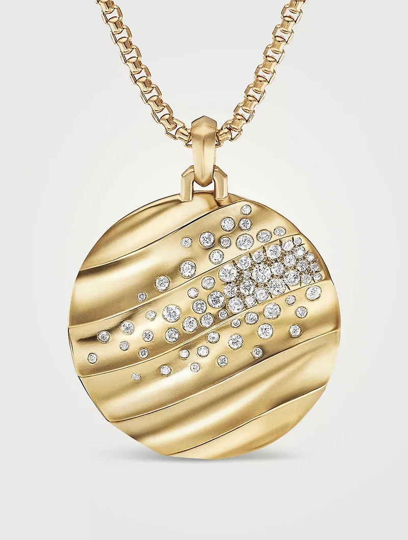 Cable Edge® Pendant In 18k Yellow Gold With Pavé Diamonds