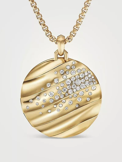 Cable Edge® Pendant In 18k Yellow Gold With Pavé Diamonds