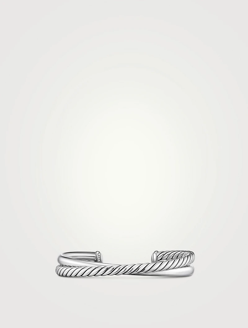 Crossover Two Row Cuff Bracelet Sterling Silver, 10.7mm