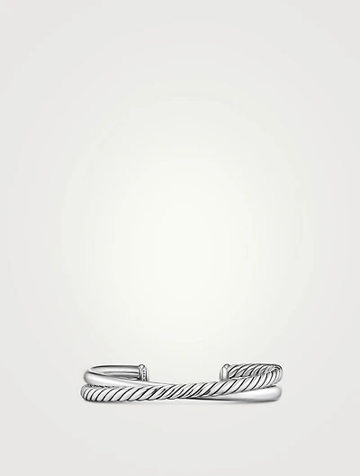 Crossover Two Row Cuff Bracelet Sterling Silver, 10.7mm