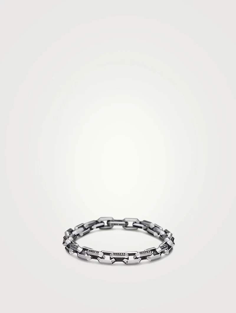 Streamline® Heirloom Chain Link Bracelet Sterling Silver With Pavé Black Diamonds, 7.5mm