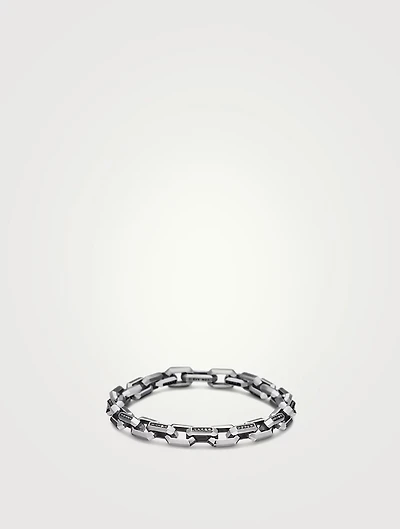 Streamline® Heirloom Chain Link Bracelet Sterling Silver With Pavé Black Diamonds, 7.5mm
