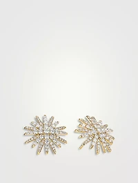 Starburst Stud Earrings In 18k Gold With Full Pavé Diamonds