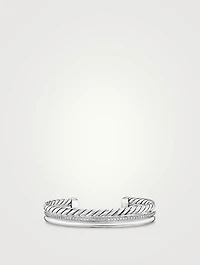 Dy Mercer® Three Row Cuff Bracelet Sterling Silver With Diamonds, 10.4mm