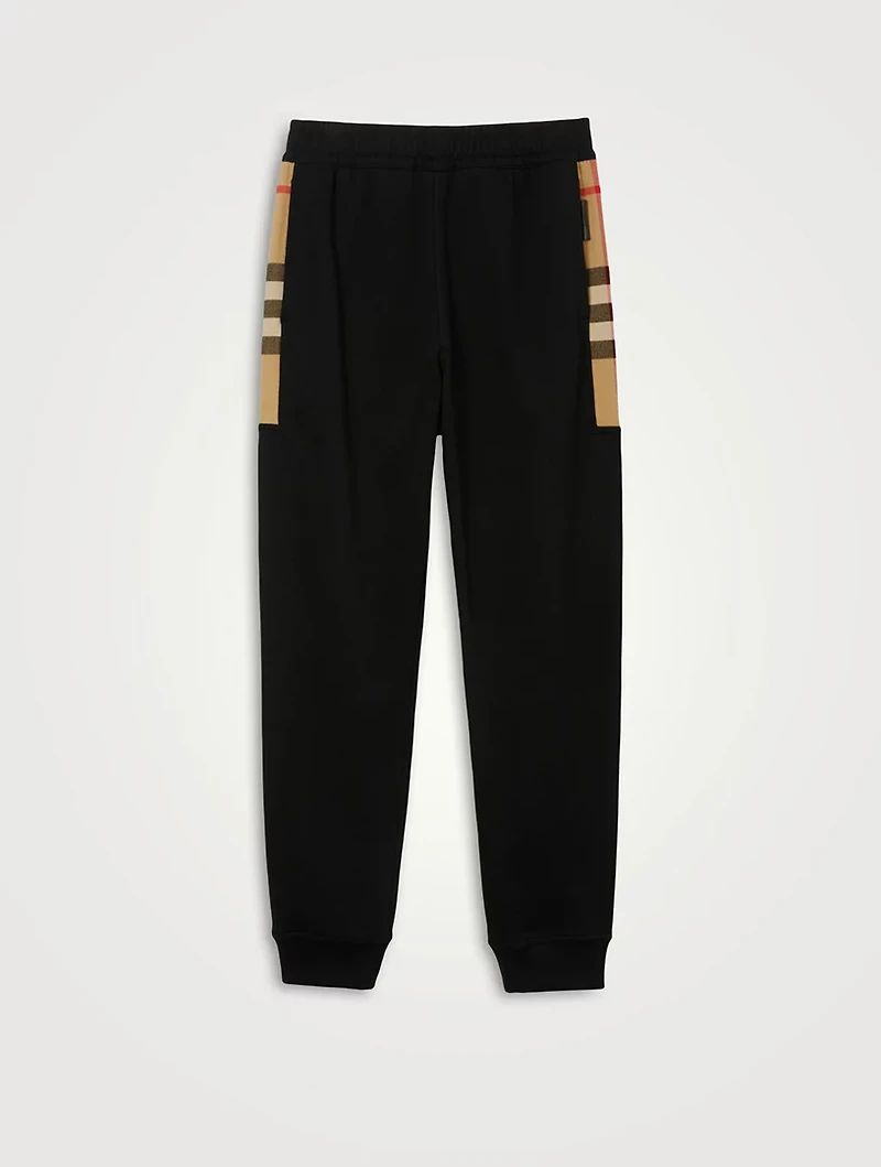 Check Panel Cotton Jogging Pants