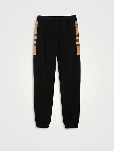 Check Panel Cotton Jogging Pants