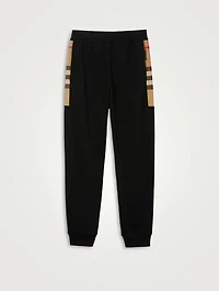 Check Panel Cotton Jogging Pants