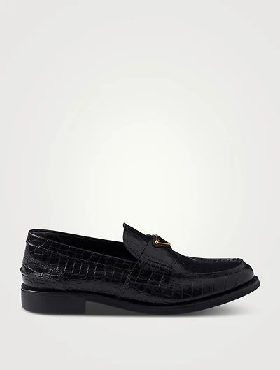 Croco-print Leather Loafers