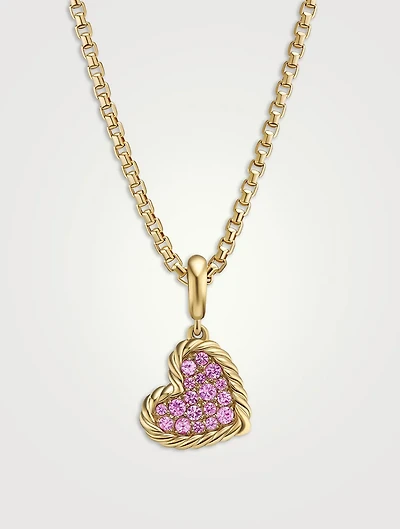 Dy Elements® Heart Pendant In 18k Yellow Gold With Pavé Pink Sapphires