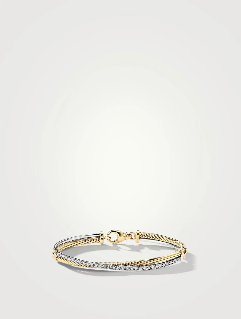 Crossover Linked Bracelet 18k Yellow Gold With Pavé Diamonds