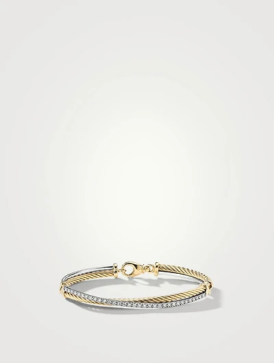 Crossover Linked Bracelet 18k Yellow Gold With Pavé Diamonds