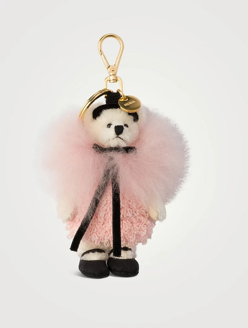 Teddy Bear Bag Charm With Metal Ring