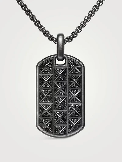 Pyramid Tag In Black Titanium With Black Diamonds, 35mm
