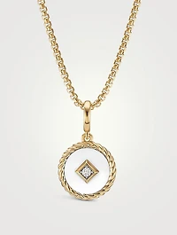 Cable Collectibles® White Enamel Charm In 18k Yellow Gold With Center Diamond