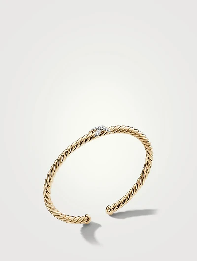 Cablespira® X Station Bracelet 18k Yellow Gold With Pavé Diamonds