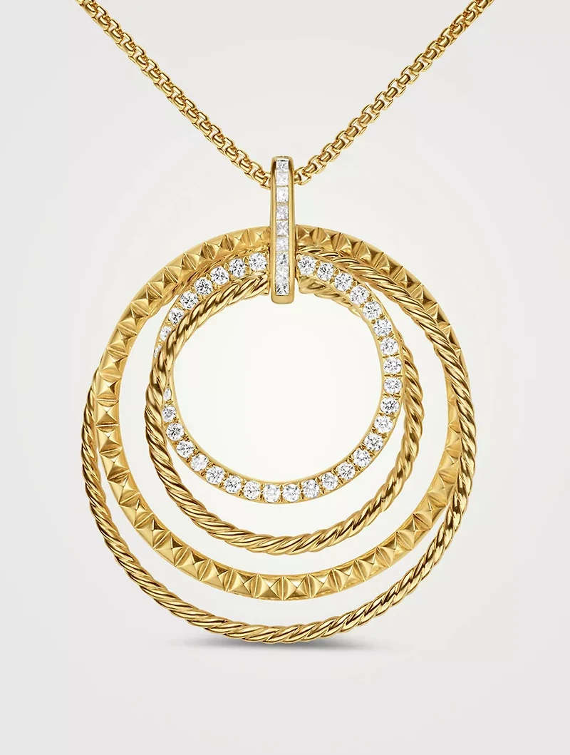 Crossover Trio Pendant Necklace In 18k Yellow Gold With Diamonds