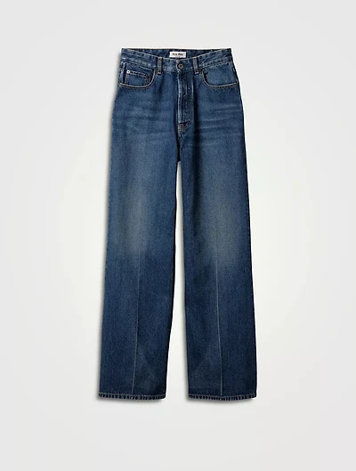 Washed Denim Flared Jeans