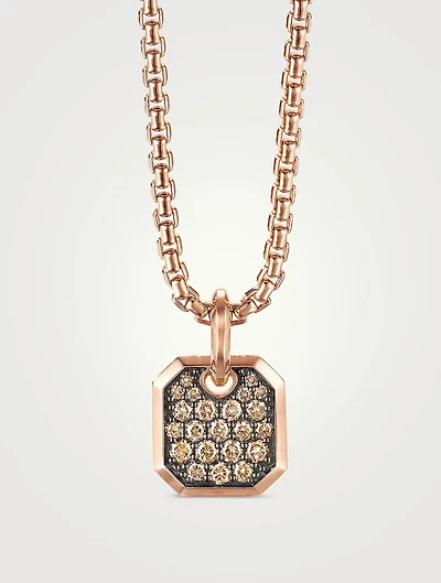 Roman Amulet In 18k Rose Gold With Pavé Cognac Diamonds