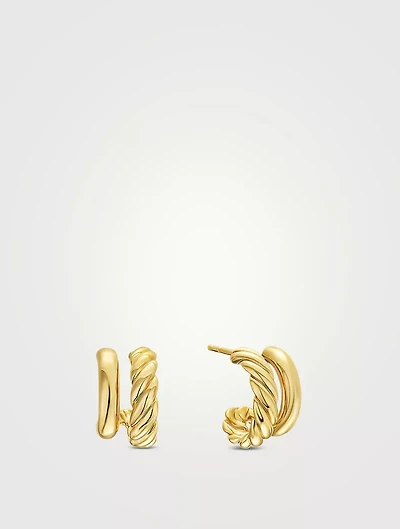 Dy Mercer® Double Hoop Huggie Earrings In 18k Yellow Gold, 13.5mm