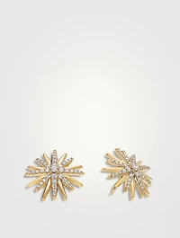Starburst Stud Earrings In 18k Yellow Gold With Pavé Diamonds