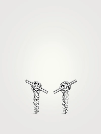 Dy Mercer® Petite Toggle Chain Stud Earrings In Sterling Silver, 38.2mm