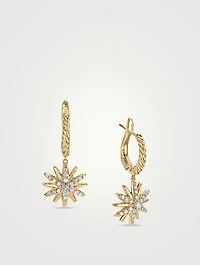 Starburst Drop Earrings In 18k Yellow Gold With Pavé Diamonds