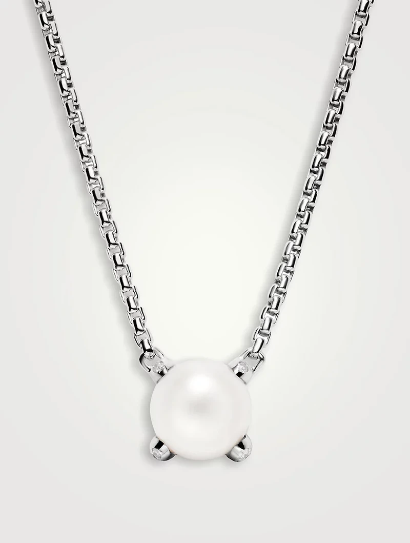 Pearl Classics Necklace In Sterling Silver With Diamonds, 6.5mm